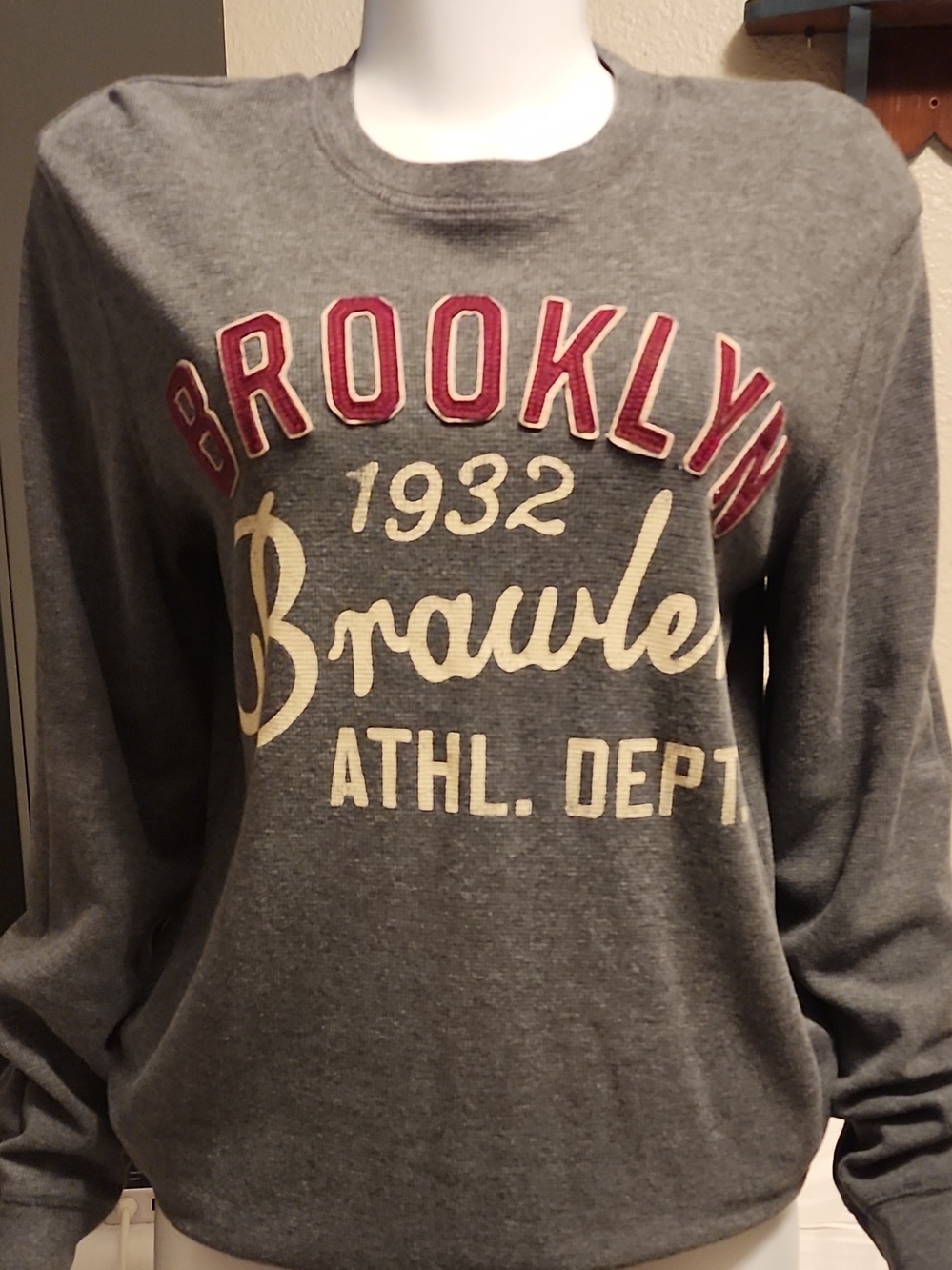 Old Navy Gray Crewneck Sweatshirt with Red 'Brooklyn' Applique